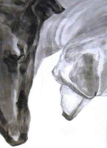 ears n noses, Dog Studies, high contrast black acrylic painting, Elizabeth Lisa Petrulis